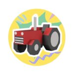 Papercraft child tractor model in origami 3D