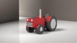 Papercraft child tractor model in origami 3D