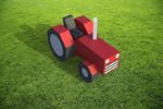 Papercraft child tractor model in origami 3D