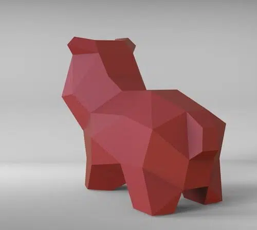 Papercraft bear cub in 3D origami