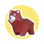 Papercraft bear cub in 3D origami