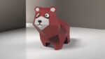 Papercraft bear cub in 3D origami