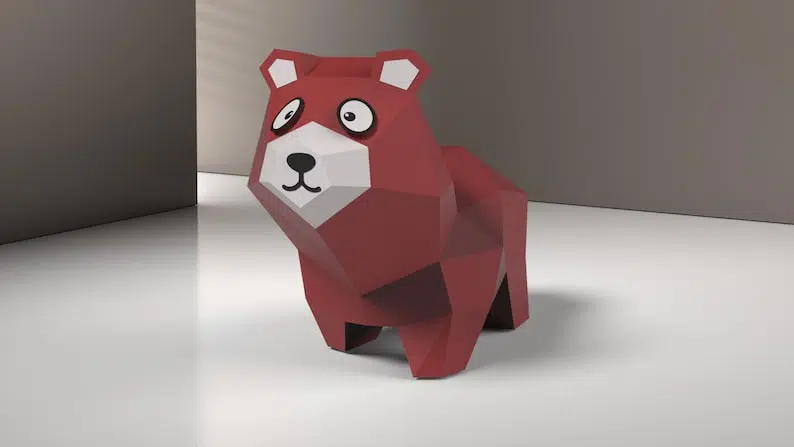 Modelo infantil de urso, papercraft 3D, montado