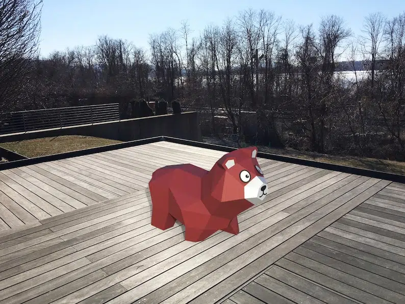 Modelo infantil de urso, papercraft 3D, vista 2