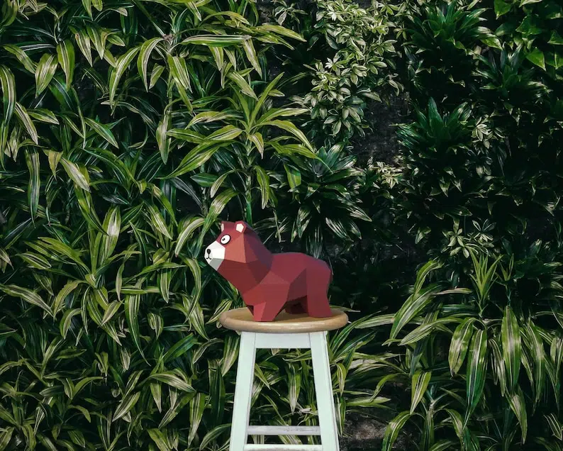 Modelo infantil de urso, papercraft 3D, detalhe