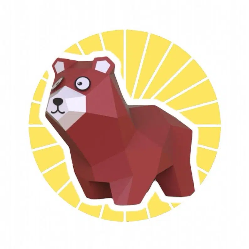 Papercraft bear cub in 3D origami Papercraft bear cub in 3D origami