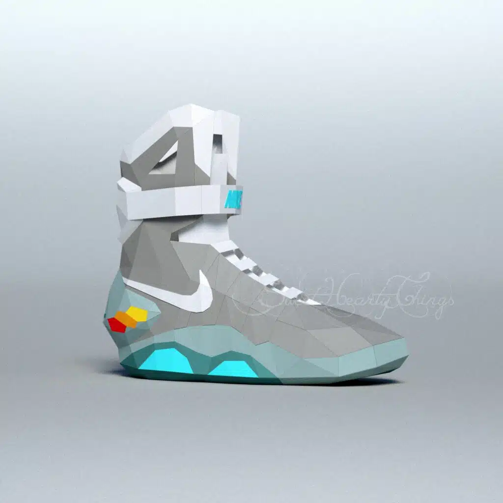 Papercraft de zapatillas de Regreso al Futuro en origami 3D