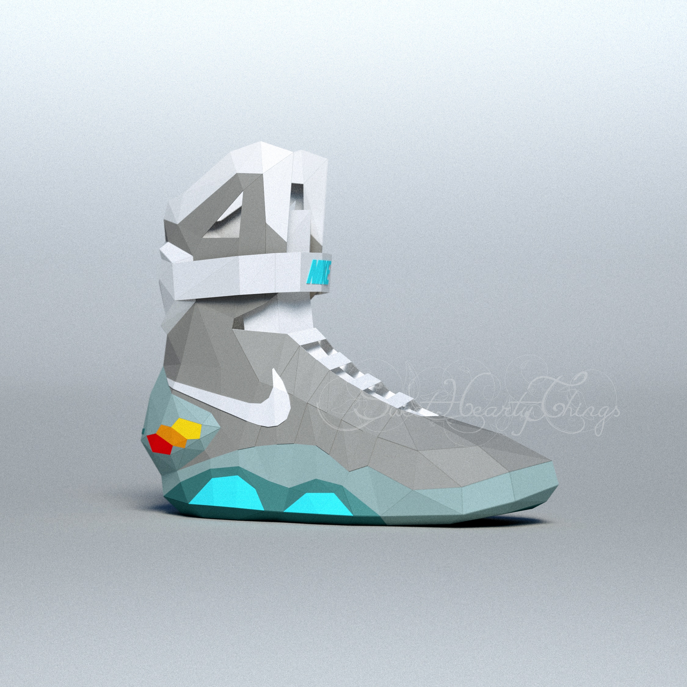 Papercraft de chaussures de Retour vers le Futur en origami 3D