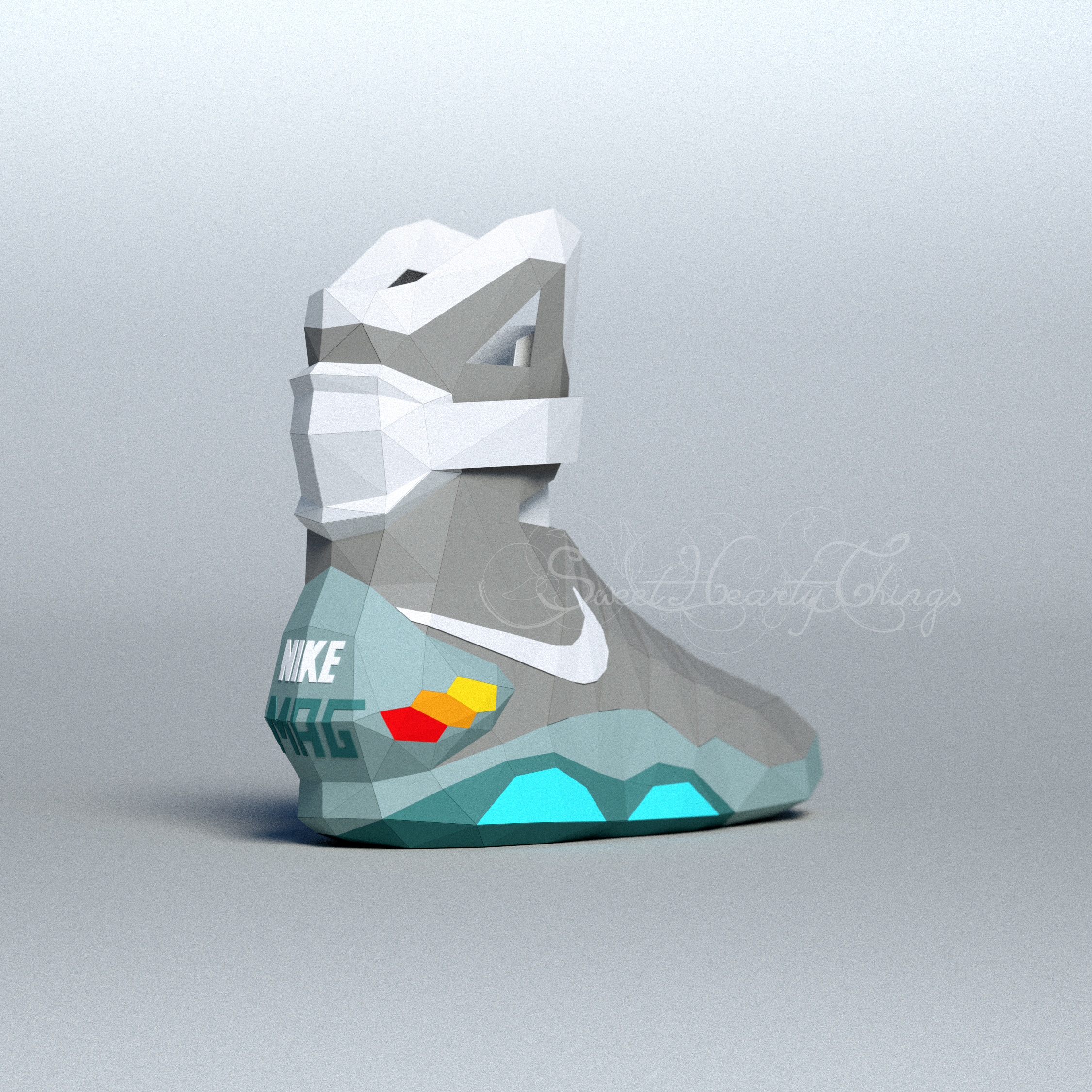 Papercraft de chaussures de Retour vers le Futur en origami 3D