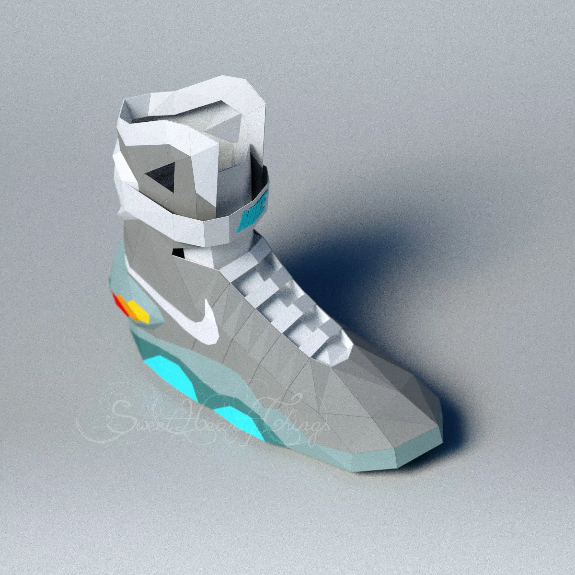 Back to the Future Shoes Papercraft in 3D Origami, back view