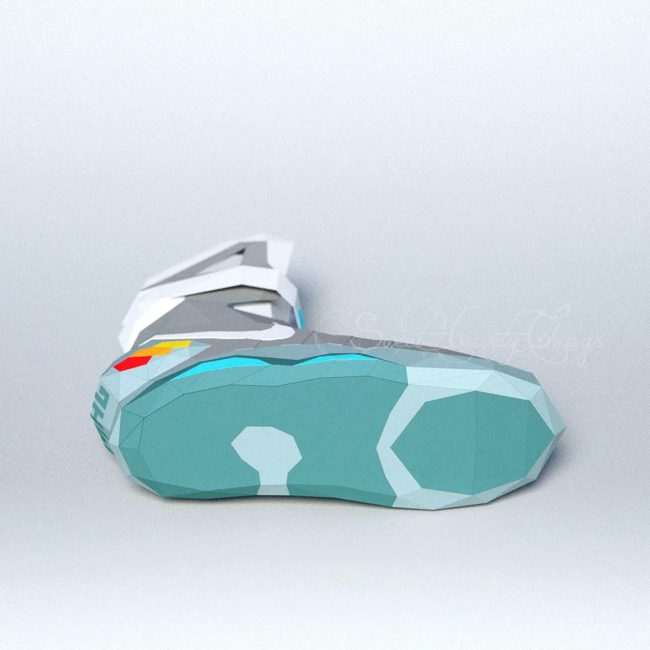 Back to the Future Shoes Papercraft in 3D Origami, side view