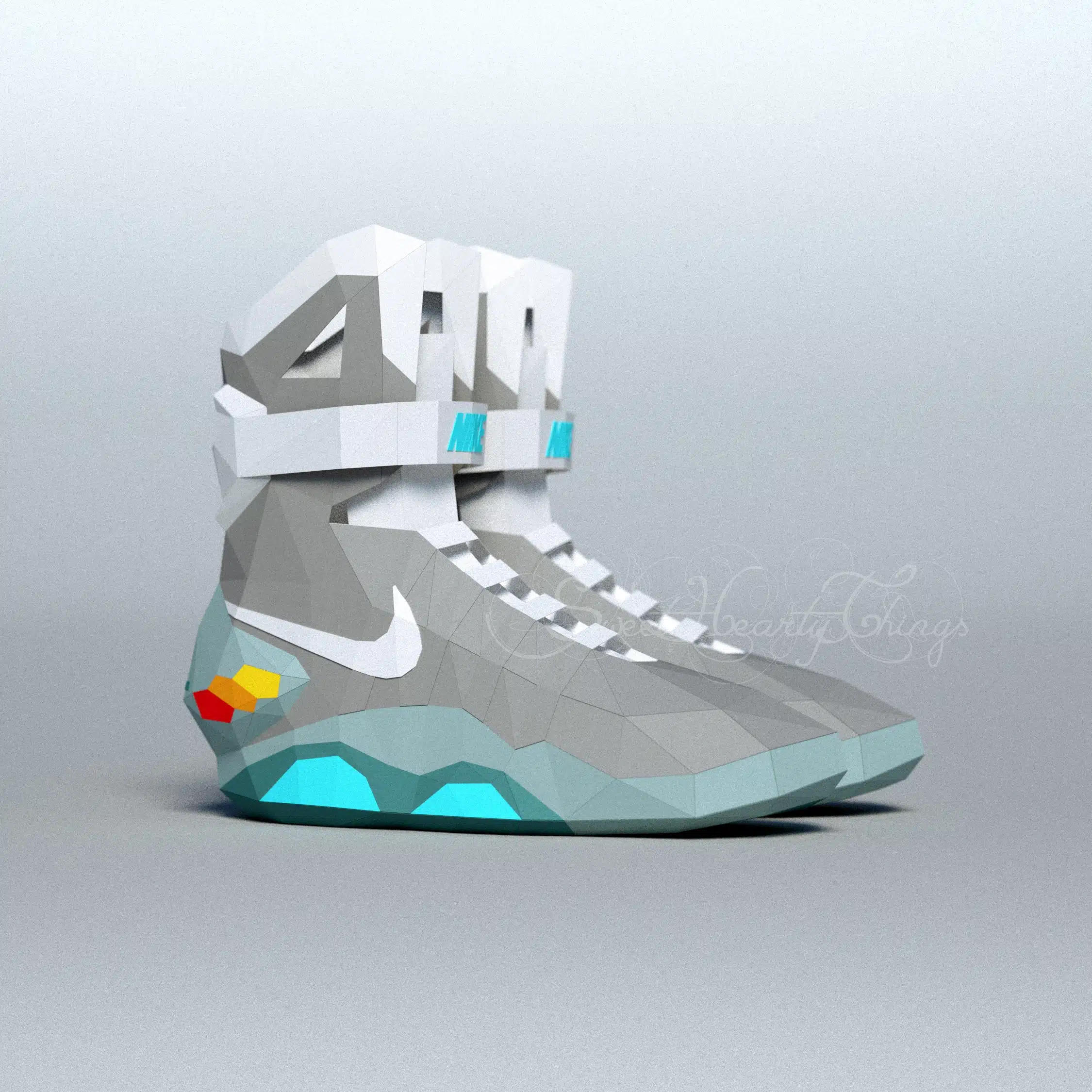 Back to the Future Shoes Papercraft in 3D Origami, assembled