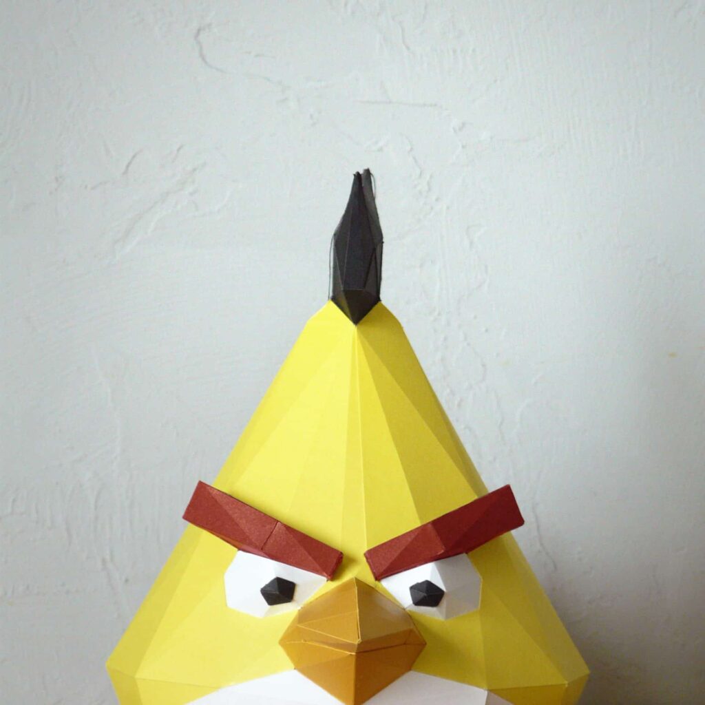 Papercraft of Angry Bird Chuck in 3D origami