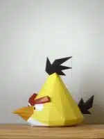Papercraft do Angry Bird Chuck em origami 3D