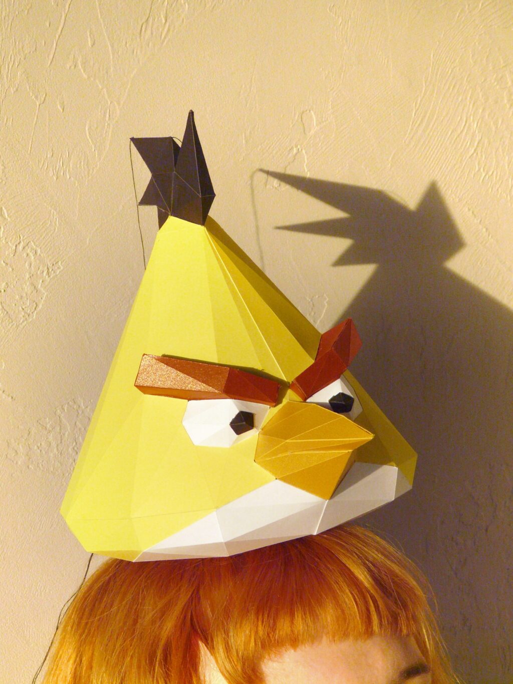 Papercraft do Angry Bird Chuck em origami 3D