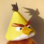 Papercraft of Angry Bird Chuck in 3D origami