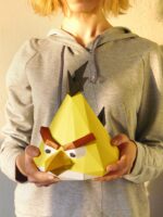 Papercraft of Angry Bird Chuck in 3D origami