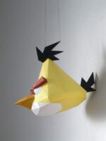Papercraft of Angry Bird Chuck in 3D origami