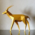 Papercraft gazelle in 3D origami