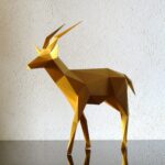Papercraft gazelle in 3D origami