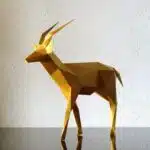Papercraft de gazela em origami 3D