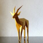 Papercraft gazelle in 3D origami