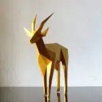 Papercraft de gazela em origami 3D