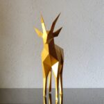 Papercraft gazelle in 3D origami