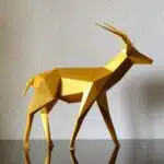 Papercraft de gazela em origami 3D