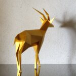 Papercraft gazelle in 3D origami
