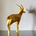 Papercraft de gazela em origami 3D