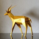 Papercraft gazelle in 3D origami