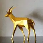 Papercraft de gazela em origami 3D