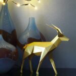 Papercraft gazelle in 3D origami