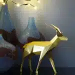 Papercraft de gazela em origami 3D