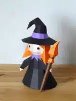 3D origami papercraft of a little witch