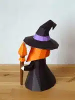 3D origami papercraft of a little witch