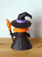 3D origami papercraft of a little witch