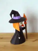 3D origami papercraft of a little witch