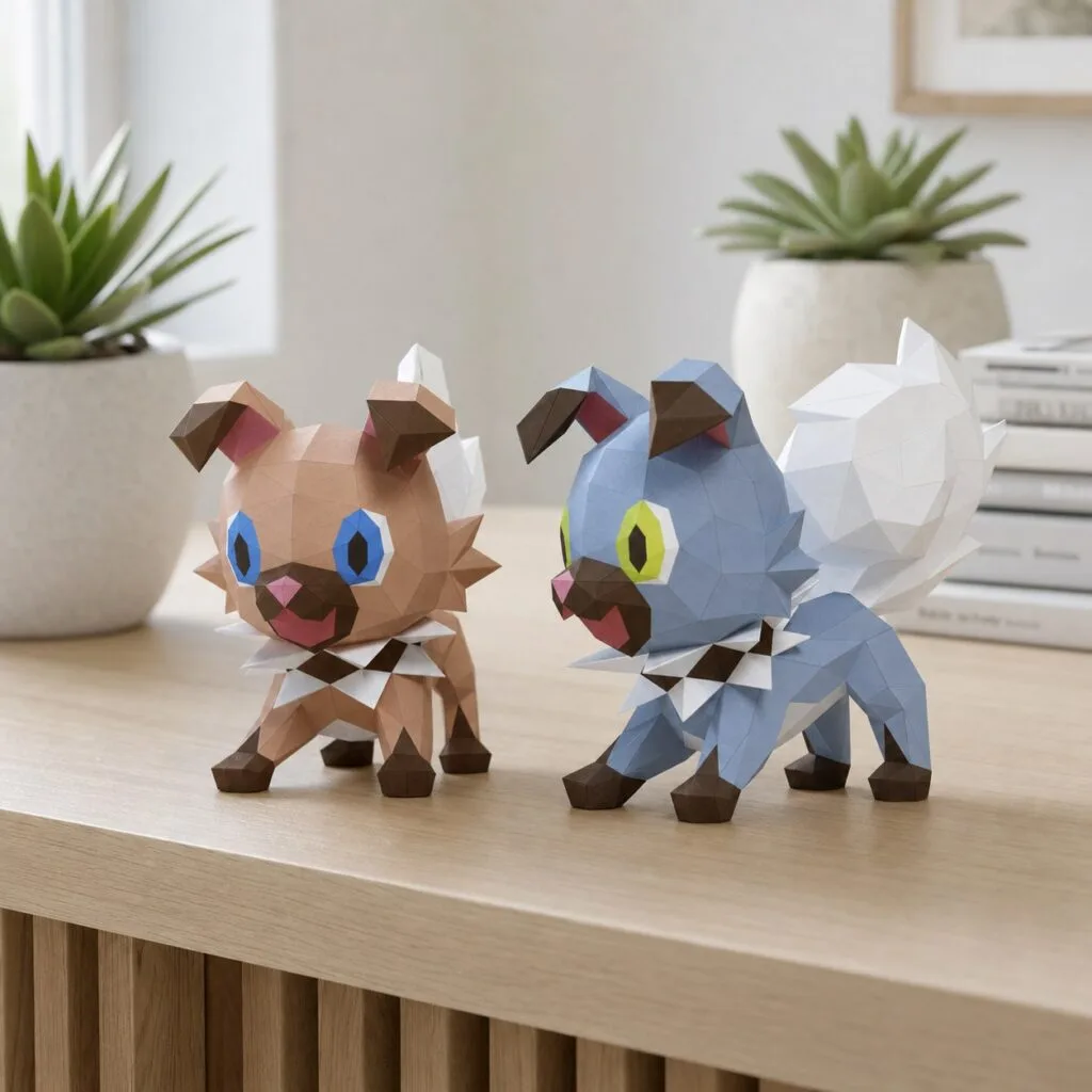 Papercraft de cachorros bebé en origami 3D