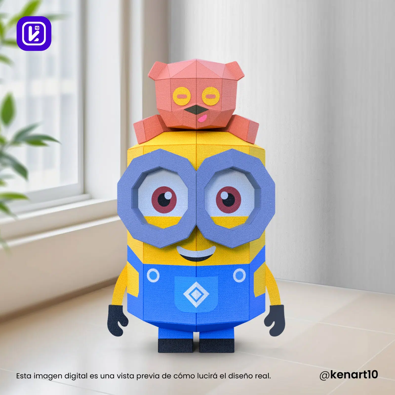 Papercraft of Bob from Minions in 3D origami