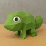 Papercraft di camaleonte in origami 3D, vista 2