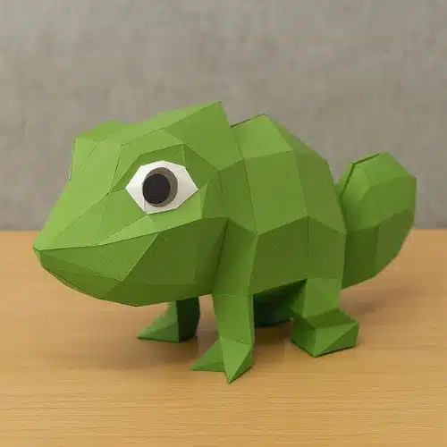 Papercraft chameleon in 3D origami