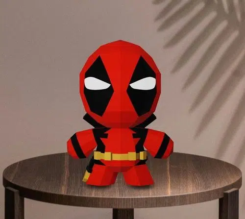 Papercraft baby Deadpool in 3D origami