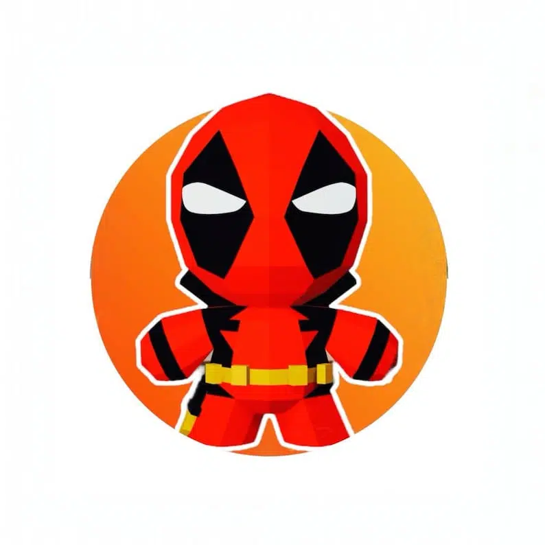 Papercraft baby Deadpool in 3D origami