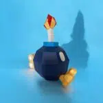 Papercraft de bob-omb en origami 3D, weergave 2