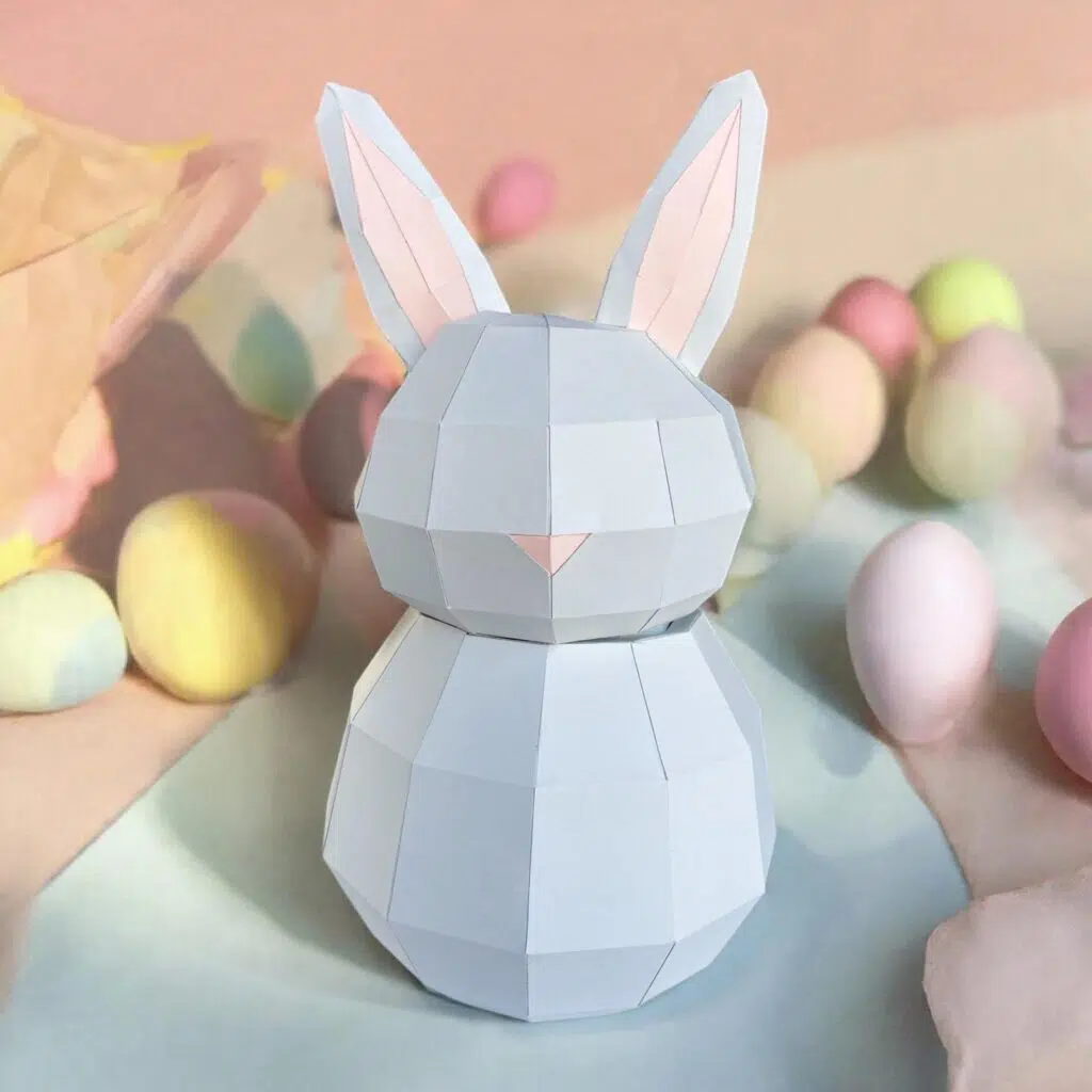 Papercraft di scatola coniglio in origami, dettaglio