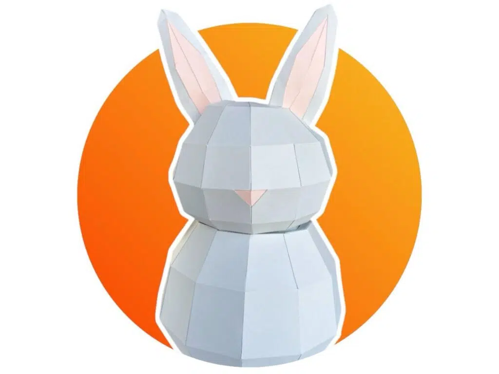 Papercraft di scatola coniglio in origami, vista 2