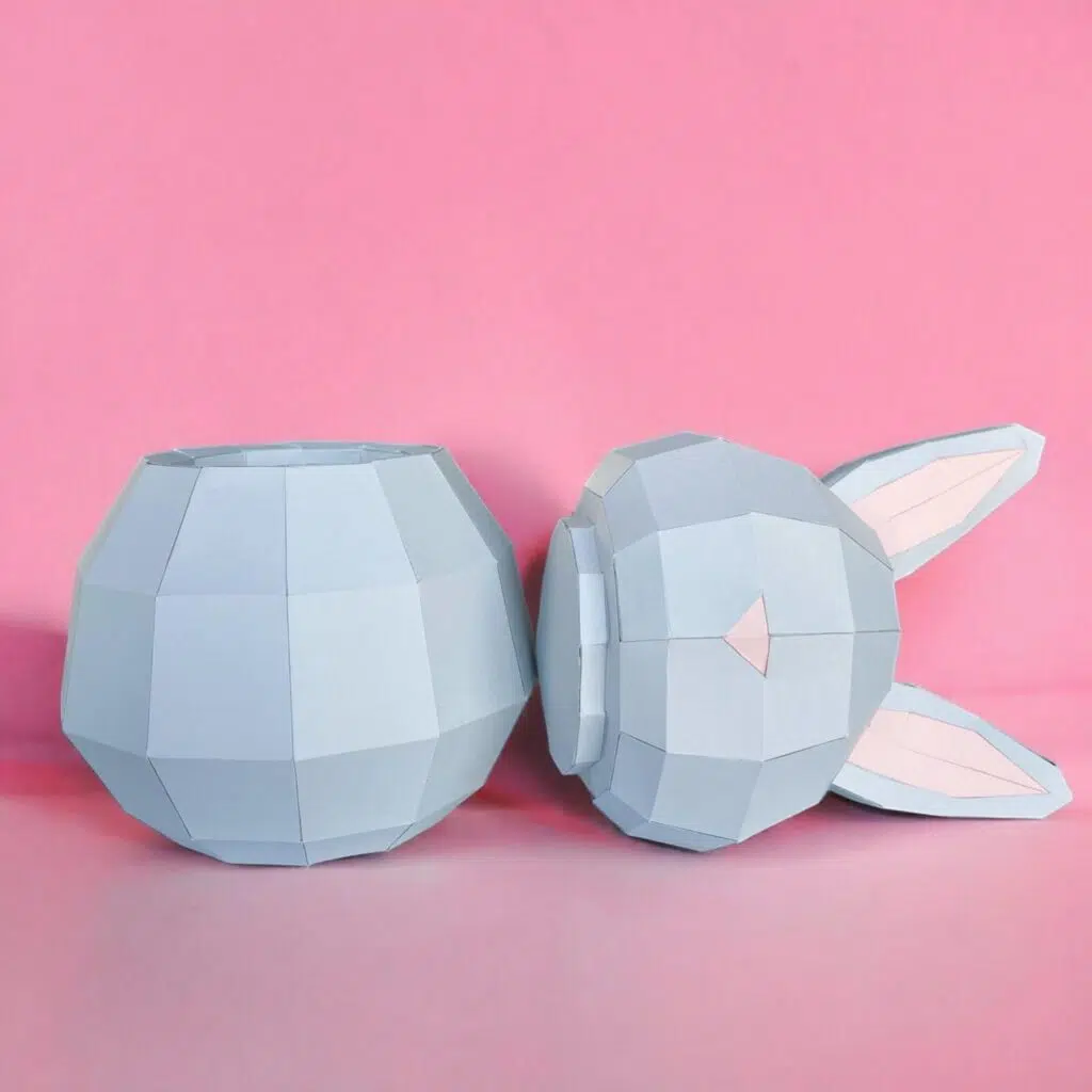 Papercraft di scatola coniglio in origami, modello 3D