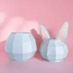 Papercraft di scatola coniglio in origami, vista posteriore